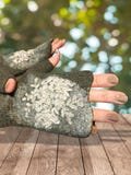 Gray-White Wet Felting Handmade Pair Gloves, Women Accessories Gift, Felt Glove, Gloves For Women, Organic Felt Glove, Rustic Accessories