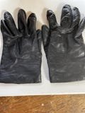 Black Leather gloves with beige knit lining 8 in long x4 in wide small size fit for child
