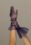 Couture mesh tulle gloves, gloves accessories, Short blue gloves