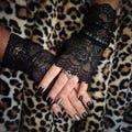 Black Floral Lace Fingerless Gloves