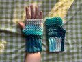 Blue fingerless gloves crochet