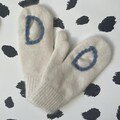 Adults hand-stitched initial mittens gloves