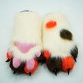 Furry Orange&Brown Paws with Speckles | Fluffy Soft Plus Fursuit 4-Finger Gloves Unique Costume Accessories for Cosplay and Themed Events