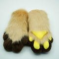 Camel Furry Paws with Brown finger and Yellow pad | Fluffy Fursuit Partial Costume Accessories Furry Gloves for Cosplay and Themed Events