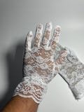 Floral Lace Tulle Gloves Party Festival Fancy Dress Vintage Inspired Design - White