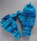 Convertible mittens / fingerless gloves, adult size S, flip top mittens w/flip top thumb