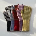 Two finger touch screen Striped gloves (5colors!) red, pink, yellow, blue, black