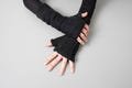 CUDDLY WRIST WARMERS - with Seam Structure - black