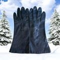Vintage Italian Leather Gloves 8.5 Black With Decorative Stitching Lined