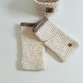White and beige Fingerless Mittens by Piera Romeo