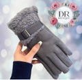 Elegant Ladies Winter Gloves ? One Size Fits All Warm Fleece Lining, Faux Shearling Cuff Adjustable Strap Available in Grey Black Pink Brown