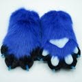 Blue Furry Hand Paws 4-fingers gloves | Fluffy Fursuit Partial Costume Accessories Furry Gloves for Cosplay Convention and Themed Events