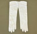 Vintage Lady's Off White Double Woven Hand Beaded Cotton Gloves